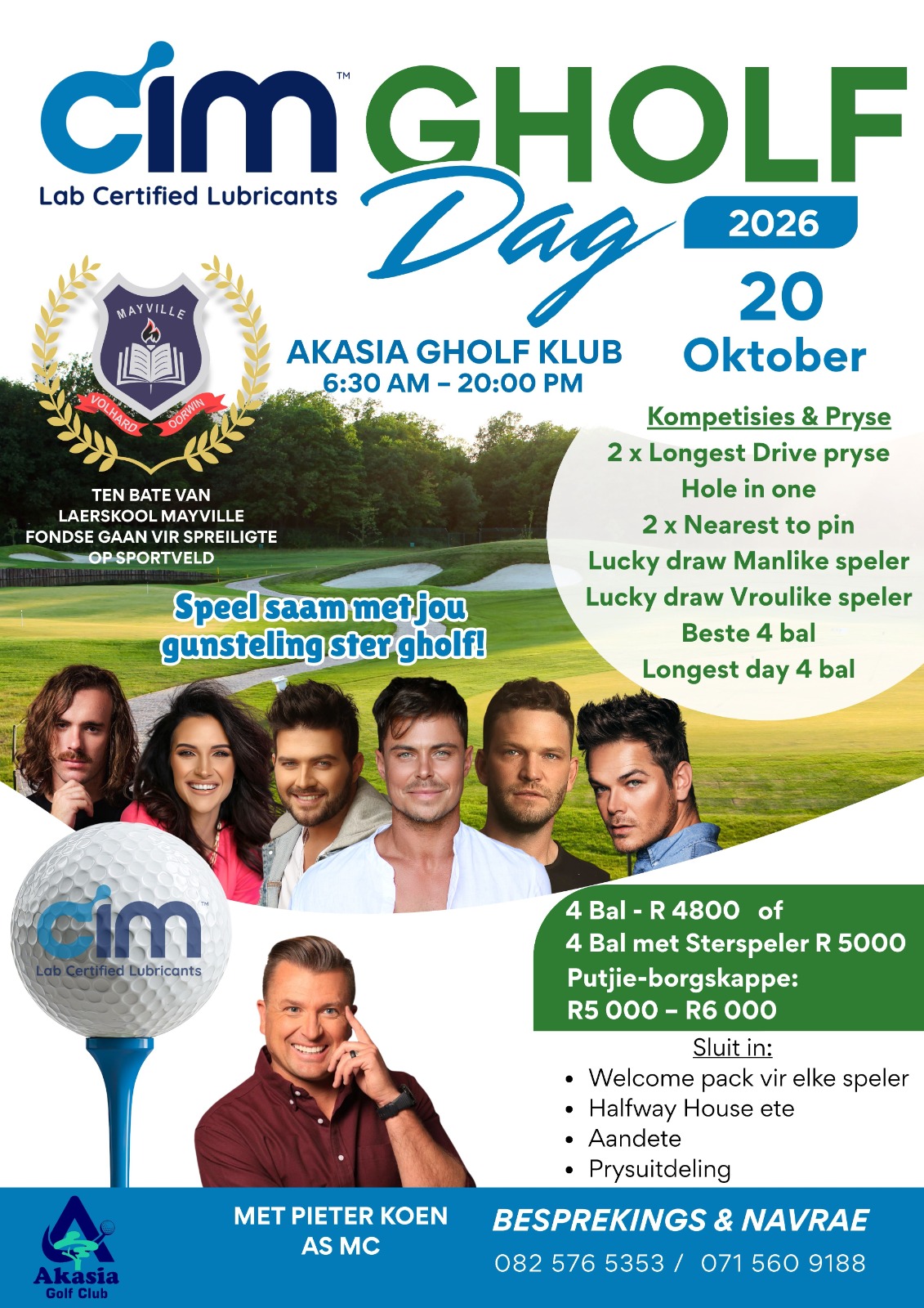 Official CIM Gholf Dag 2026 poster — 20 Oktober, Akasia Gholf Klub, ten bate van Laerskool Mayville